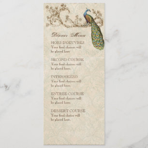 Vintage Peacock Black, Dinner Menu Card