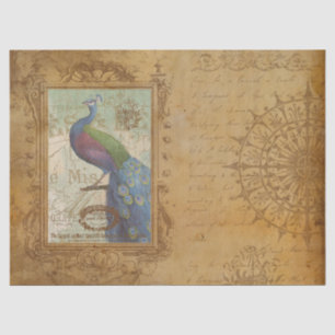 Vintage Peacock Brown Antique Paper 