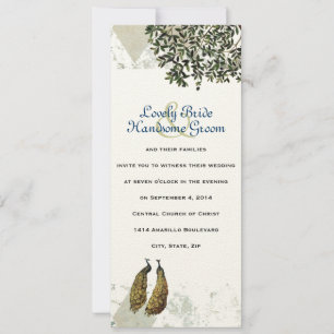Vintage Peacock Chevron Wedding Invitation