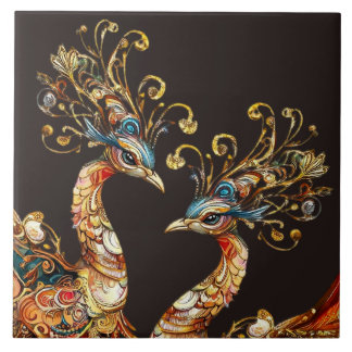 vintage peacock circus carnival entertainment ceramic tile