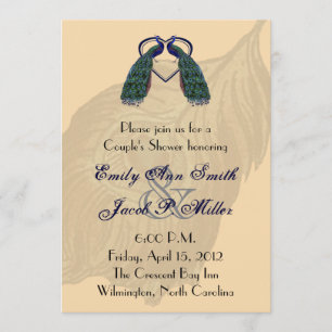 Vintage Peacock Couple's Shower Invitations
