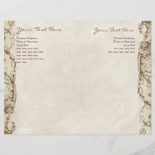 Vintage Peacock & Etching Wedding Program Interior