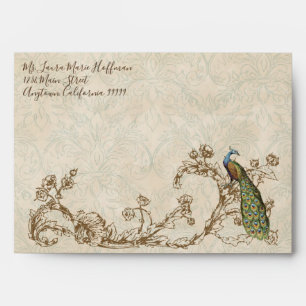 Vintage Peacock & Etchings, Wedding Envelopes