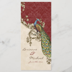 Vintage Peacock & Etchings Wedding Invitation
