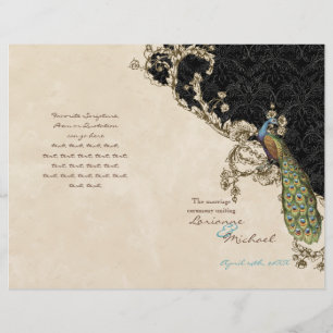 Vintage Peacock & Etchings Wedding Program