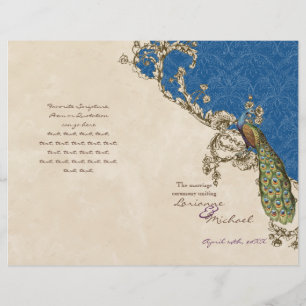 Vintage Peacock & Etchings Wedding Program