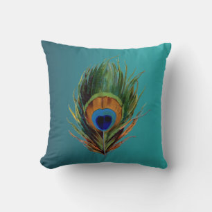 Vintage Peacock Feather Cushion