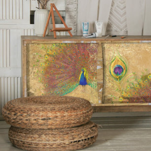 Vintage Peacock Feather Gilded Gold Scrollwork 1 Tissue Paper