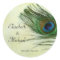 Vintage Peacock Feather Round Wedding Favour Label