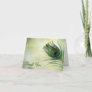 Vintage Peacock Feather Thank You Card