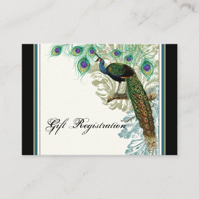 Vintage Peacock, Feathers - Gift Registration Card (Front)