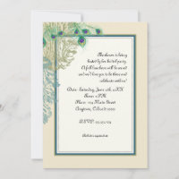 Vintage Peacock, Feathers n Etchings - Invitation