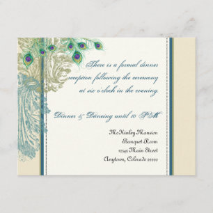 Vintage Peacock, Feathers  Reception Invitation