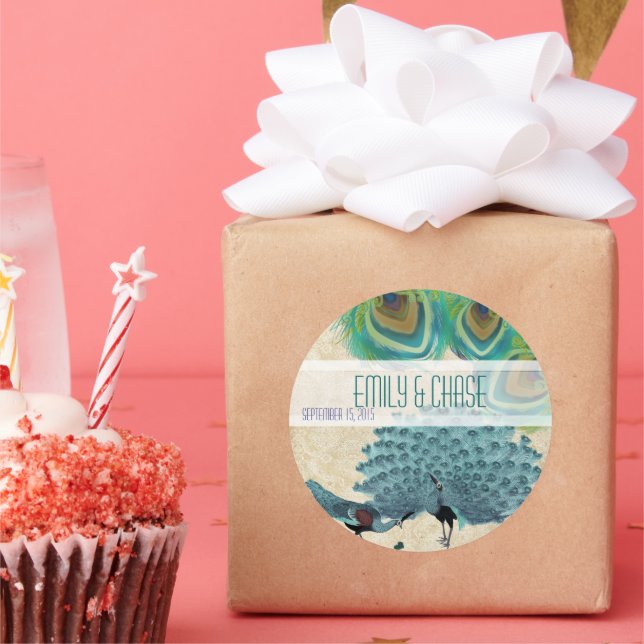 Vintage Peacock Feathers Wedding Seal (Party)