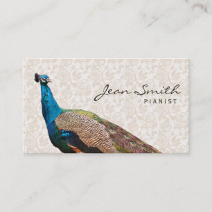 Vintage Peacock Floral Pianist Business Card