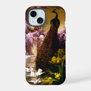 Vintage Peacock Garden Artwork   Romantic Wisteria iPhone 15 Case