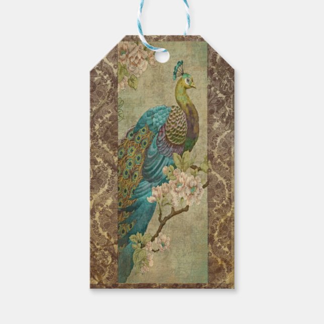 Vintage Peacock Gift Tags (Front)