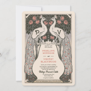 Vintage Peacock Love Wedding Invitation