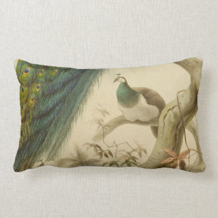 Vintage Peacock Lumbar Pillow