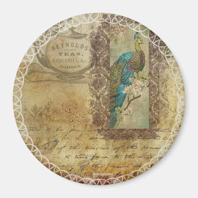 Vintage Peacock Magnet (Front)