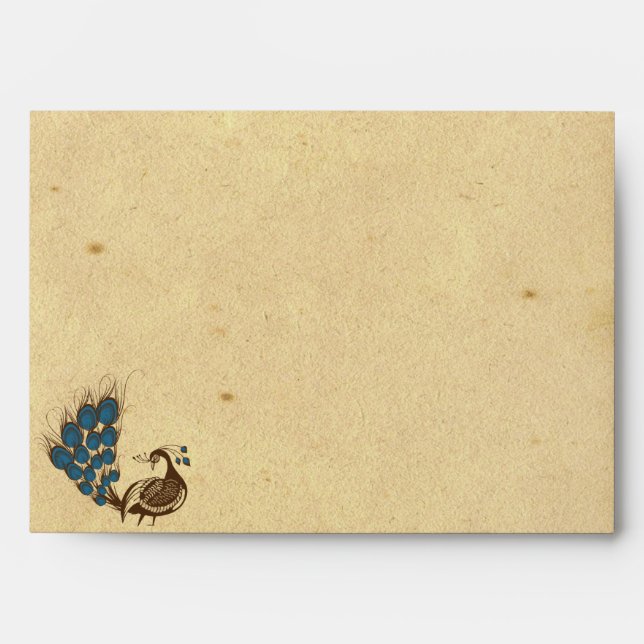 Vintage PEacock Monogram Wedding Envelope (Front)