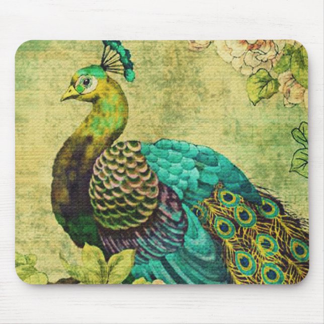 Vintage peacock Mousepad (Front)