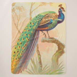 Vintage Peacock on a branch painting Sherpa Blanket