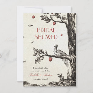 Vintage Peacock on A Love Tree bridal shower Invitation