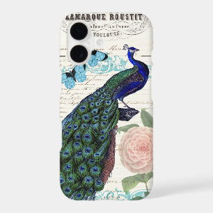 Vintage Peacock on French Ephemera Collage