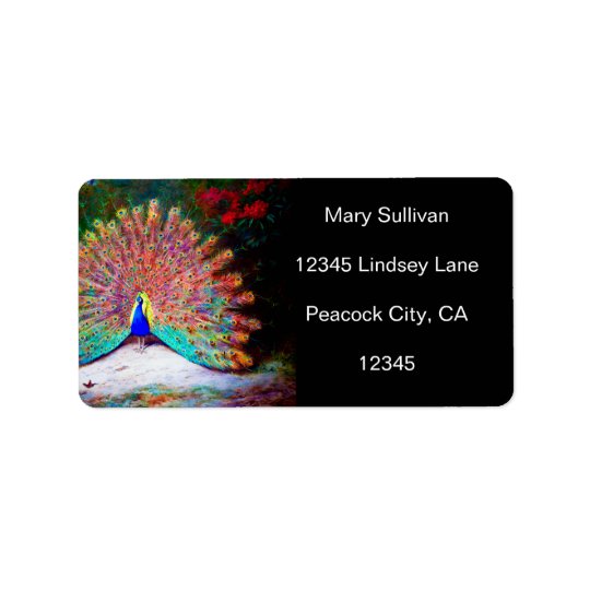 Vintage Peacock Painting Address Label