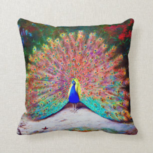 Vintage Peacock Painting Cushion