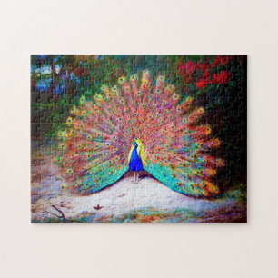 Vintage Peacock Painting Jigsaw Puzzle