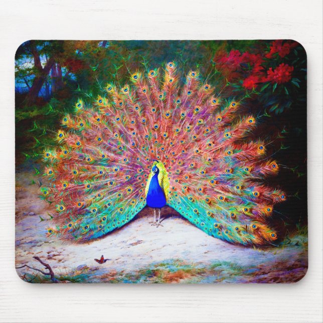 Vintage Peacock Painting Mouse Pad (Front)