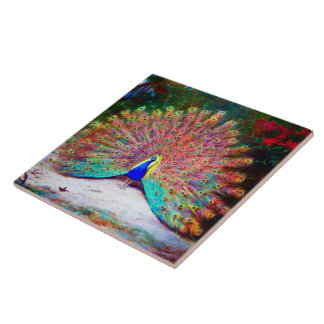 Vintage Peacock Painting Tile