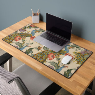 Vintage Peacock Pattern Colourful Art Desk Mat