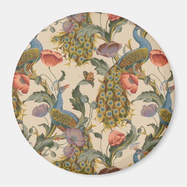 Vintage Peacock Pattern Colourful Art Magnet (Front)