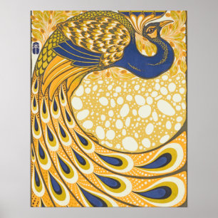 Vintage Peacock Poster Art Nouveau