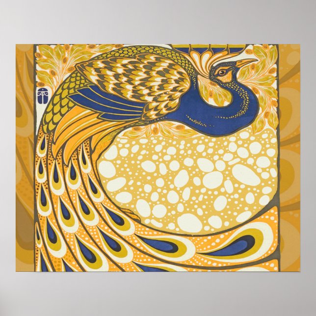 Vintage Peacock Poster Art Nouveau (Front)