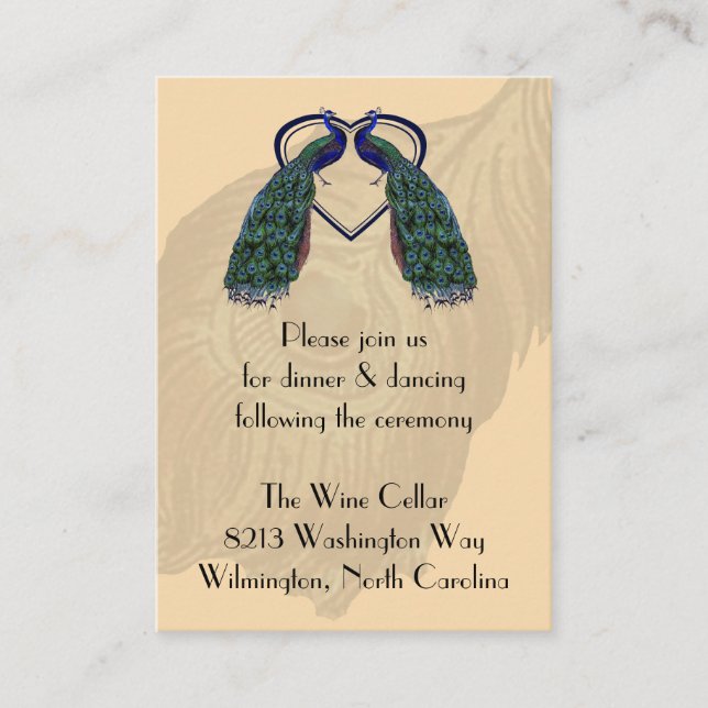 Vintage Peacock Reception Insert Cards (Front)