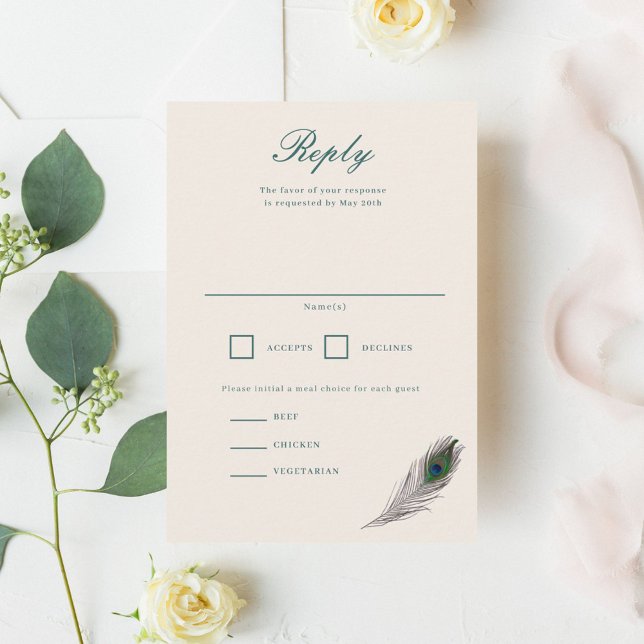 Vintage Peacock RSVP Card (Creator Uploaded)