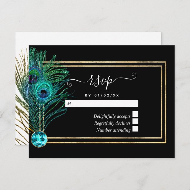 Vintage Peacock RSVP Card (Front/Back)