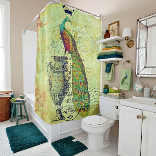 Vintage peacock shower curtain