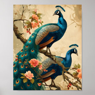 Vintage Peacock Splendour Poster