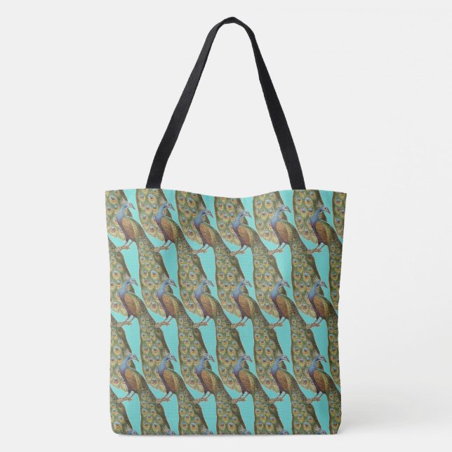 Vintage Peacock Tote Bag (Back)