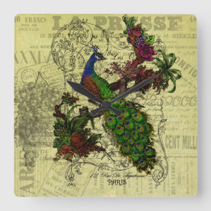 Vintage Peacock Wall Clock