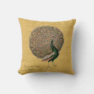 Vintage Peacock Wedding Anniversary 40th 50th 60th Cushion