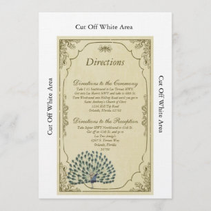 Vintage Peacock Wedding Directions Card