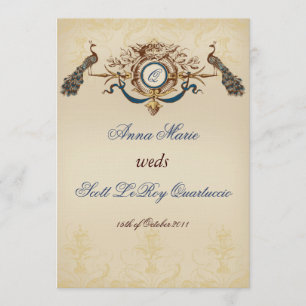 Vintage Peacock Wedding Invitation