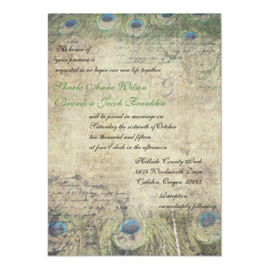 Vintage Peacock Wedding Invitation