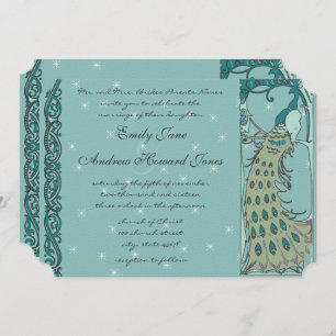 Vintage Peacock Wedding Invitation